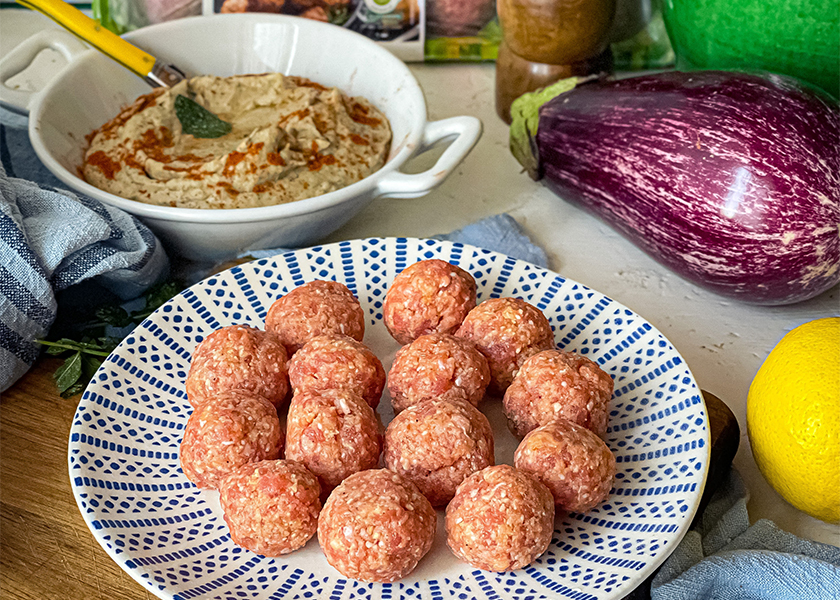 Polpette di vitello da cuocere con crema melanzane