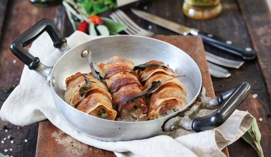 Involtino di vitello con guanciale e friarielli