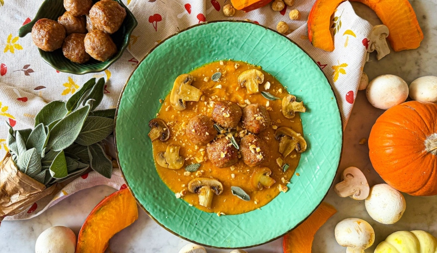 Polpette di vitello con crema di zucca