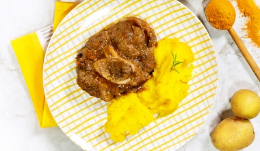 Ossobuco di vitello con purea di patate alla curcuma