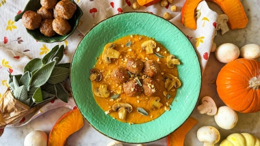 Polpette di vitello con crema di zucca